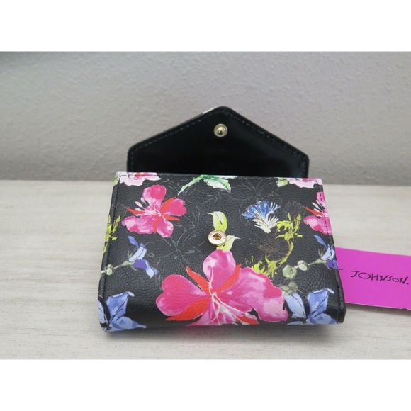 Betsey Johnson Black/Multi Xolana Floral Small Flap Wallet $58 - Picture 8 of 11